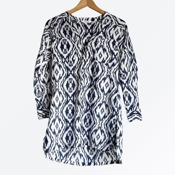 ATHLETA Ikat Print Silk Tunic Swim Cover-Up Long Sleeve Top - XXS - Picture 3 of 11